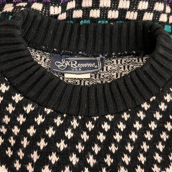 Vtg JJ Browne USA Fair Isle Nordic Holiday Christmas Unisex Sweater READ‎ - Picture 5 of 6